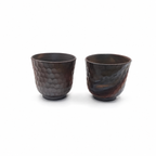 Japanese Tea Cup Set by Mori Iroku IV - Yohen Finish, Banko-yaki Yunomi Pair  200ml