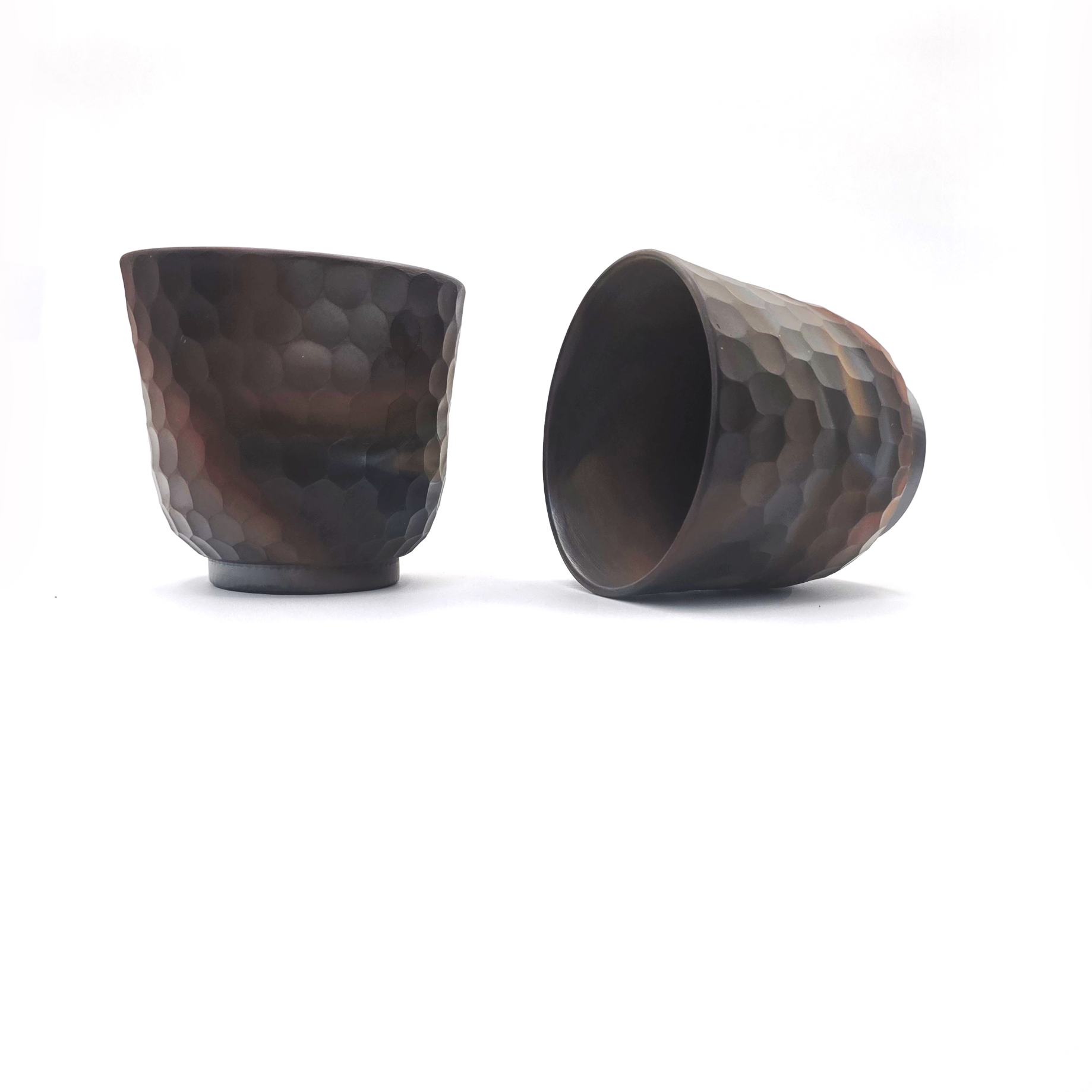 Japanese Tea Cup Set by Mori Iroku IV - Yohen Finish, Banko-yaki Yunomi Pair  200ml
