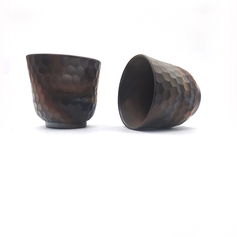 Japanese Tea Cup Set by Mori Iroku IV - Yohen Finish, Banko-yaki Yunomi Pair  200ml
