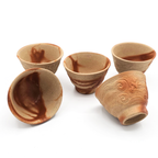 Hidasuki Yunomi Teacups, "Dragon Motif", 5-Pc Set - Bizen-Yaki - Konishi Toko Kiln