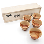 Hidasuki Yunomi Teacups, "Dragon Motif", 5-Pc Set - Bizen-Yaki - Konishi Toko Kiln