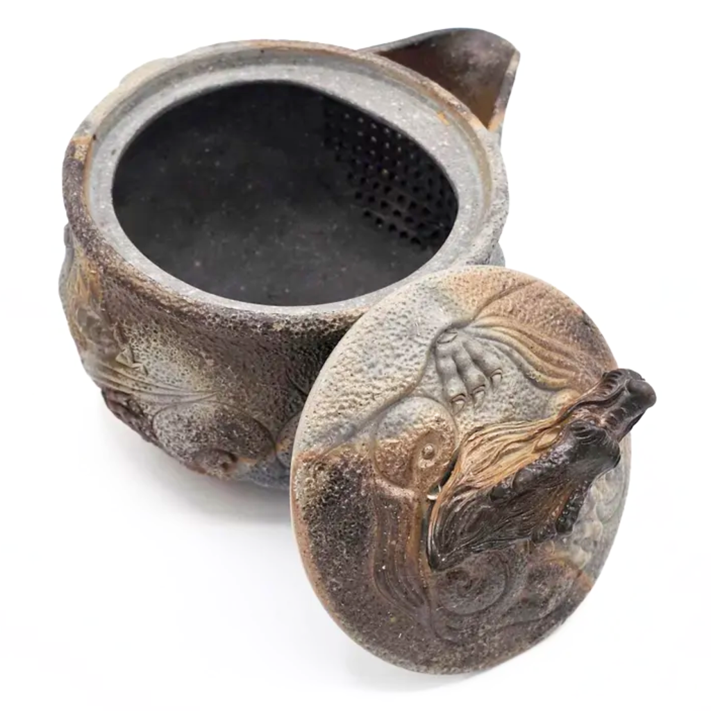 Houhin Teapot Set with Yuzamashi and 6-Pc Yunomi Teacups - Bizen-Yaki - Konishi Toko