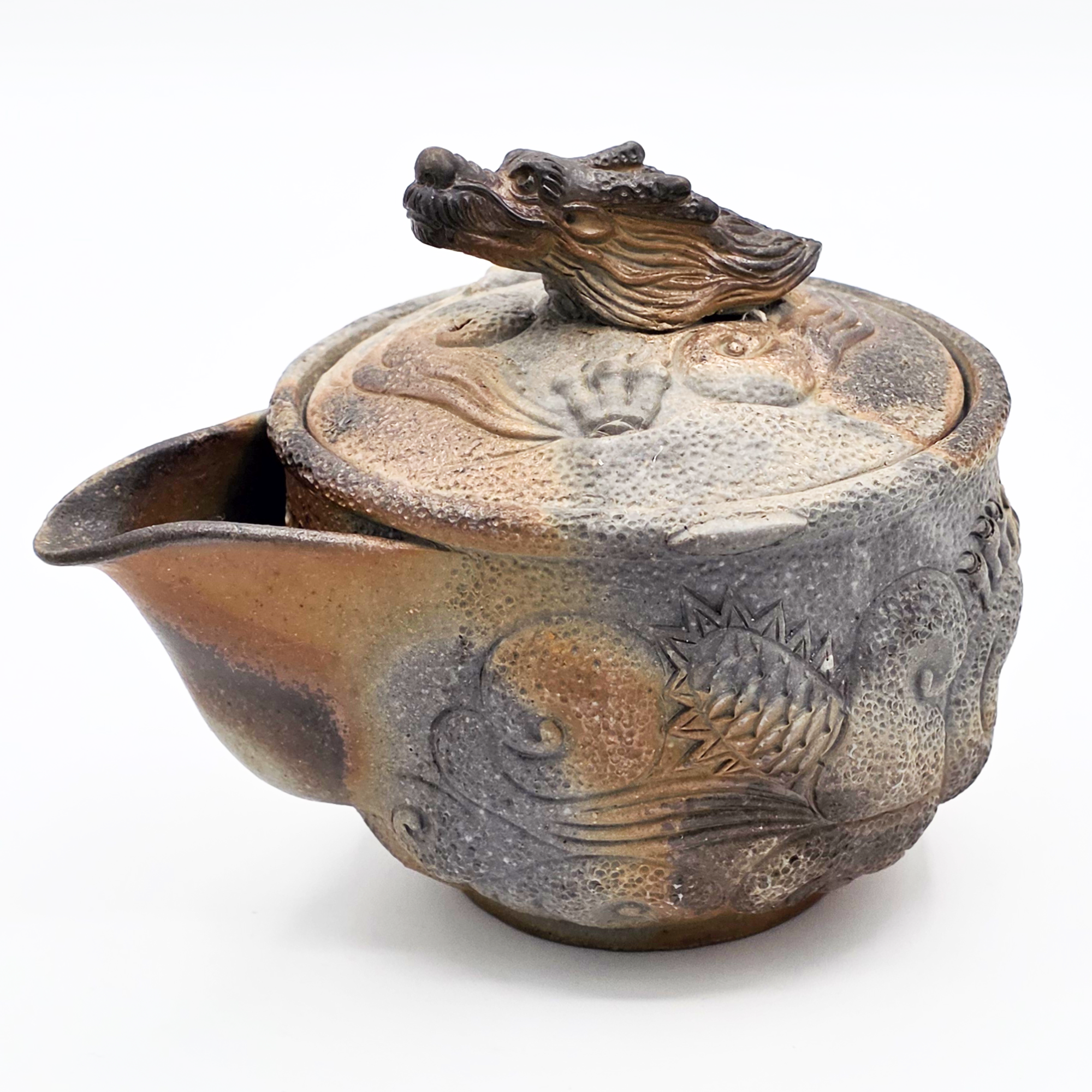 Houhin Teapot Set with Yuzamashi and 6-Pc Yunomi Teacups - Bizen-Yaki - Konishi Toko