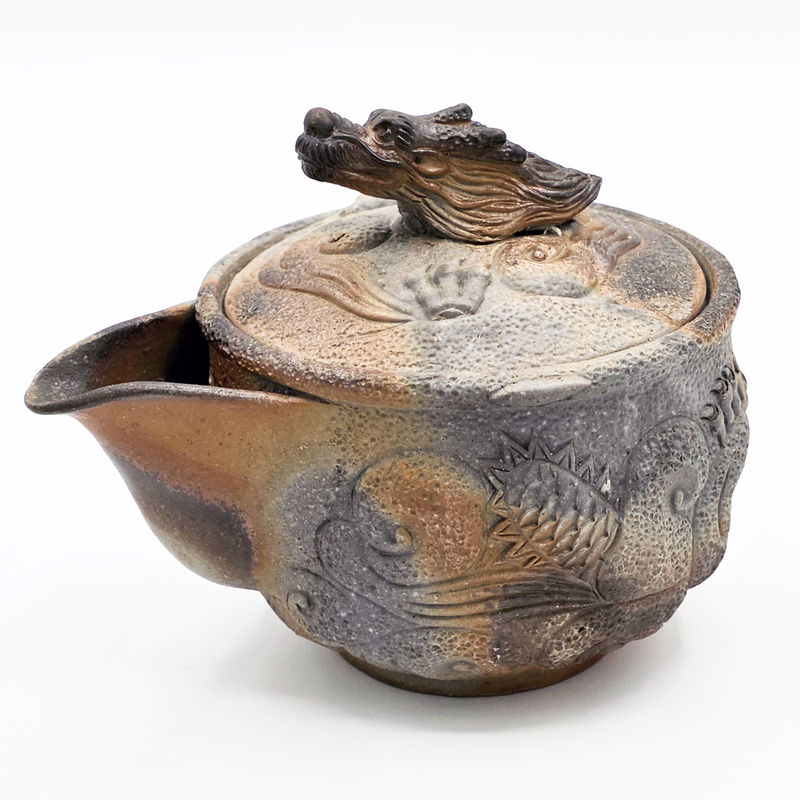 Houhin Teapot Set with Yuzamashi and 6-Pc Yunomi Teacups - Bizen-Yaki - Konishi Toko