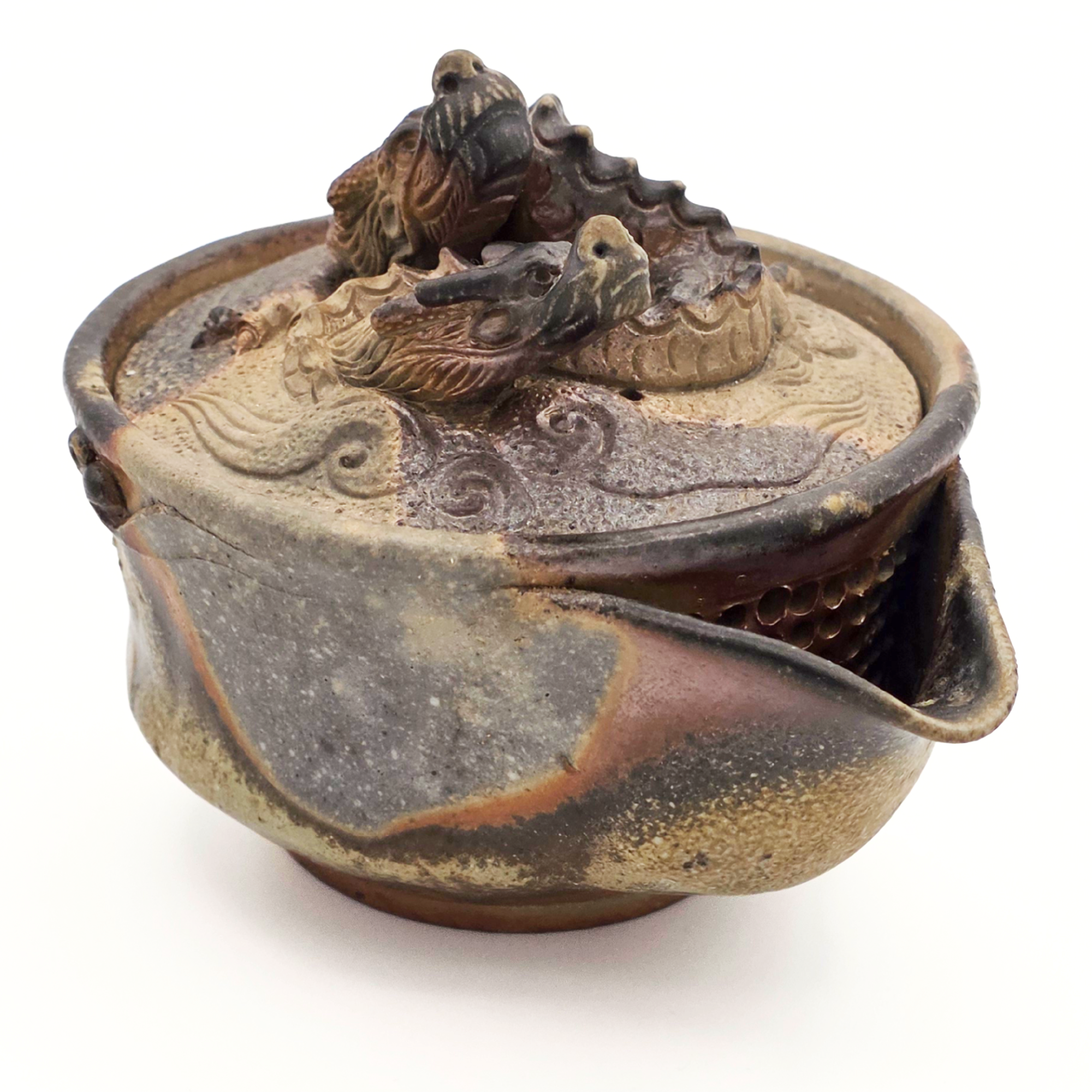 Houhin Teapot with Double Dragon Lid, Bizen-Yaki - Konishi Toko - 220ml