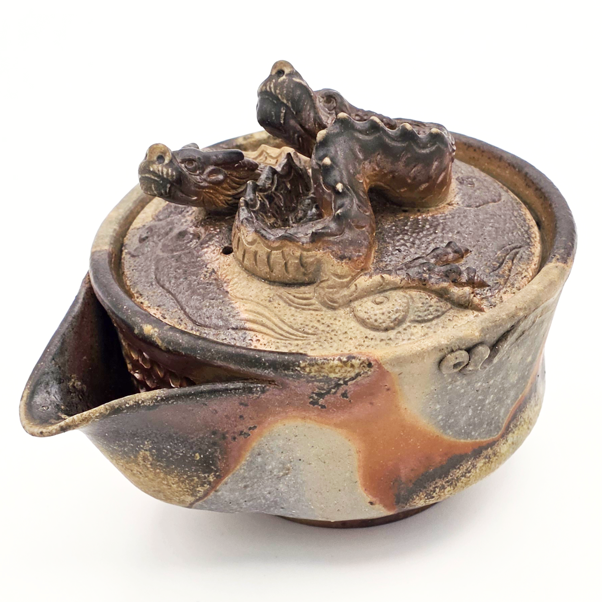 Houhin Teapot with Double Dragon Lid, Bizen-Yaki - Konishi Toko - 220ml