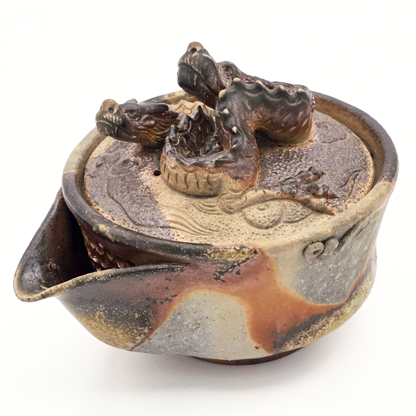 Houhin Teapot with Double Dragon Lid, Bizen-Yaki - Konishi Toko - 220ml
