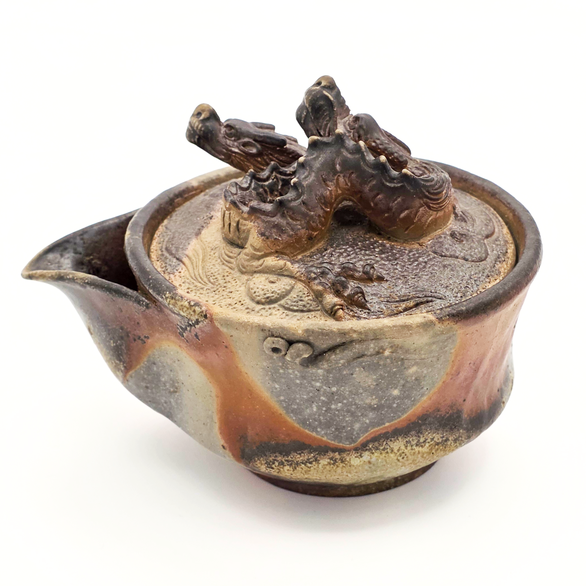 Houhin Teapot with Double Dragon Lid, Bizen-Yaki - Konishi Toko - 220ml