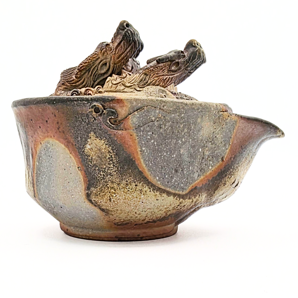 Houhin Teapot with Double Dragon Lid, Bizen-Yaki - Konishi Toko - 220ml