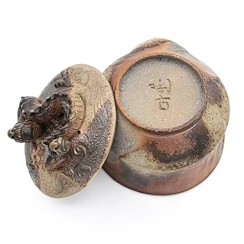 Houhin Teapot with Double Dragon Lid, Bizen-Yaki - Konishi Toko - 220ml