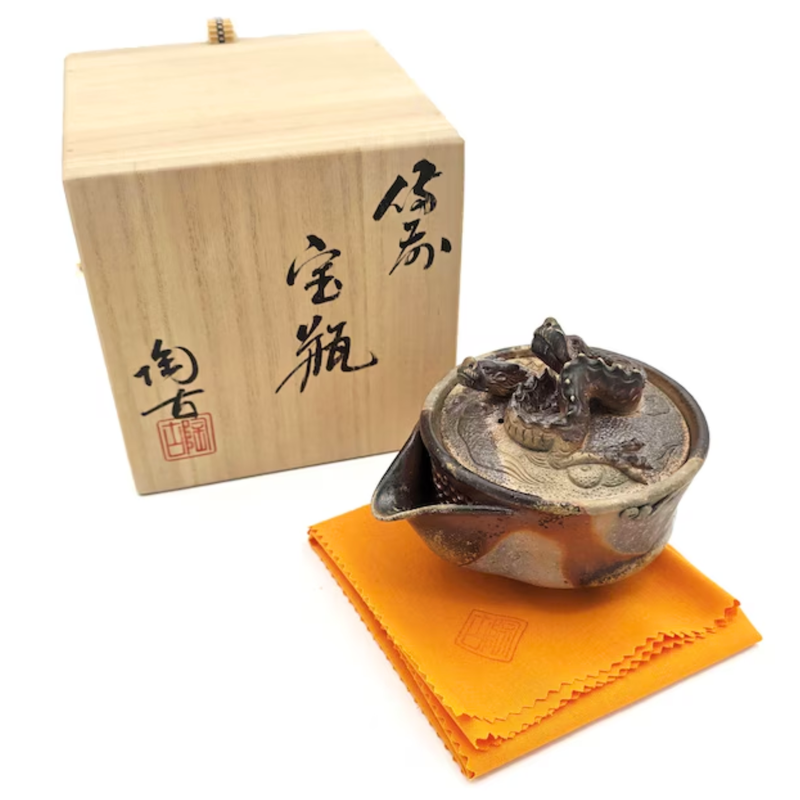 Houhin Teapot with Double Dragon Lid, Bizen-Yaki - Konishi Toko - 220ml