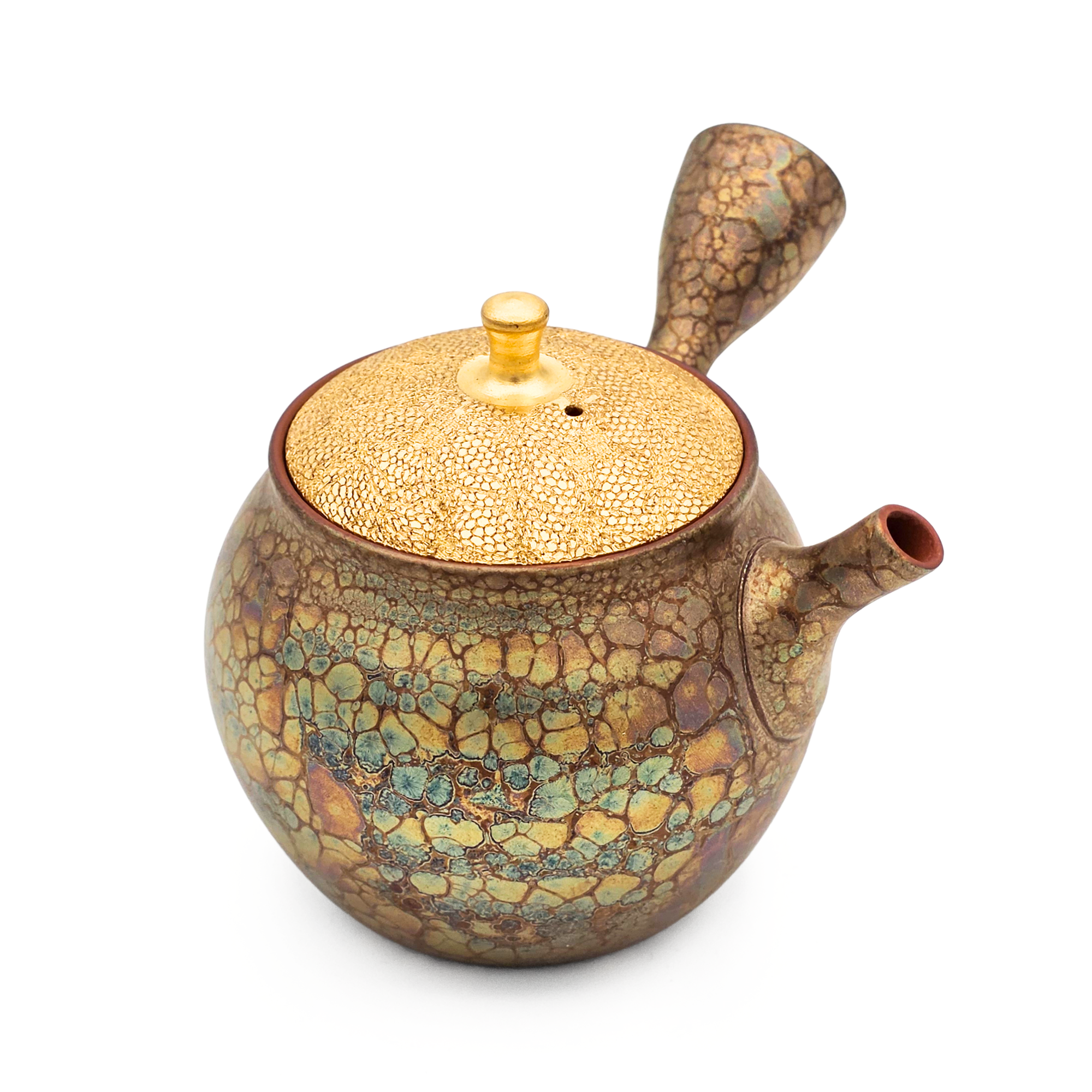 Tokoname-Yaki Kyusu Teapot, Tenmoku with Gold Leaf Lid - Shoryu - 340ml