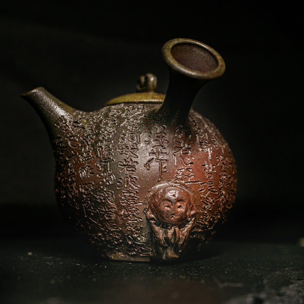 Tokoname-Yaki Kyusu Teapot, "Heart Sutra" - Yohei Konishi - 320ml
