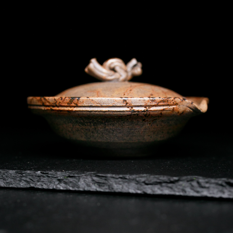 Tokoname-Yaki Shiboridashi Teapot, Seaweed-Fired "Mogake" - Tanikawa Jin - 80ml
