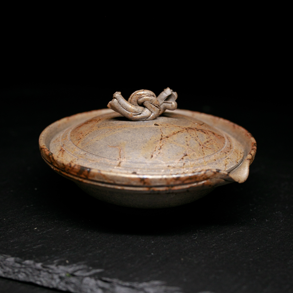 Tokoname-Yaki Shiboridashi Teapot, Seaweed-Fired "Mogake" - Tanikawa Jin - 80ml