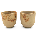 Tokoname-Yaki Teacup, Seaweed-Fired "Mogake", Pair - Tanikawa Jin - 140ml