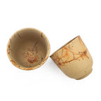 Tokoname-Yaki Teacup, Seaweed-Fired "Mogake", Pair - Tanikawa Jin - 140ml
