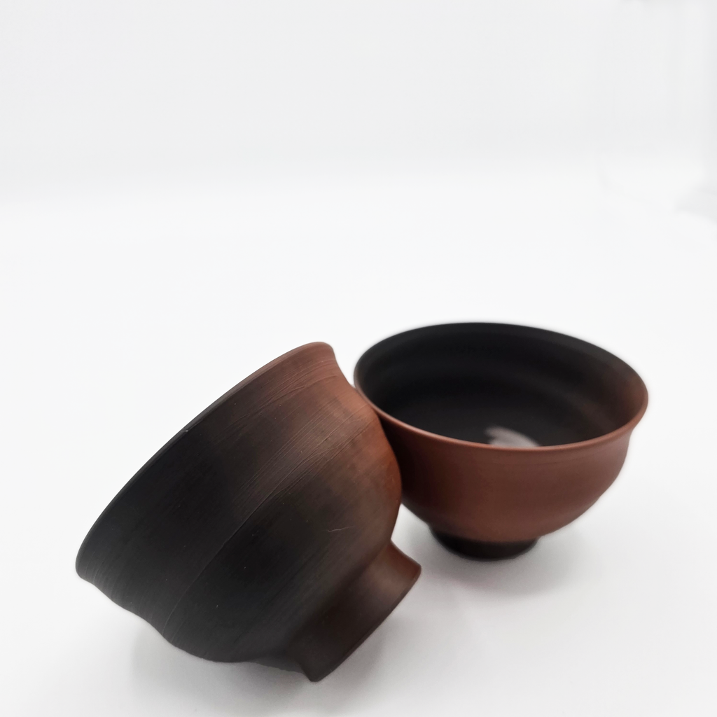 Yunomi Yōhen Red Clay Teacups, Pair - Katayama Hakusan