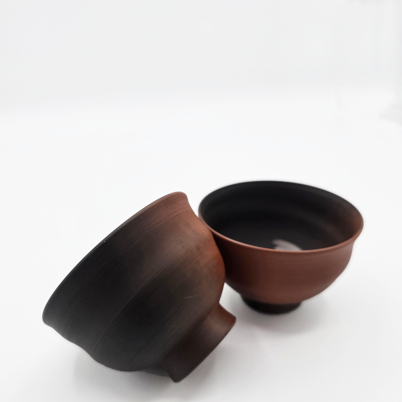 Yunomi Yōhen Red Clay Teacups, Pair - Katayama Hakusan