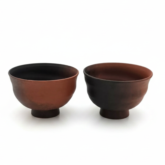Yunomi Yōhen Red Clay Teacups, Pair - Katayama Hakusan