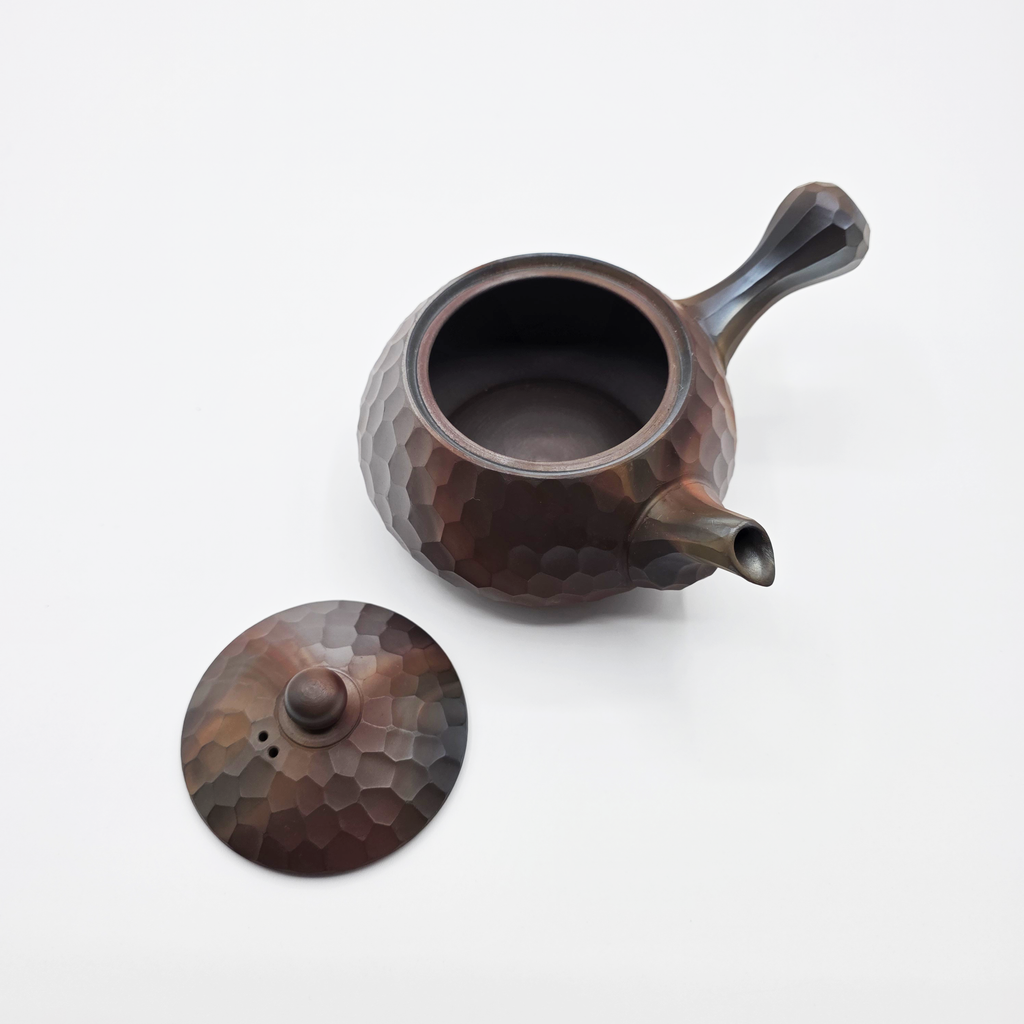 Banko-yaki Kyusu Teapot - Mori Iroku IV  - Yohen Finish, Diamond-Cut - 320ml