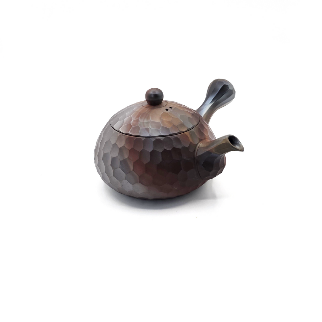 Banko-yaki Kyusu Teapot - Mori Iroku IV  - Yohen Finish, Diamond-Cut - 320ml