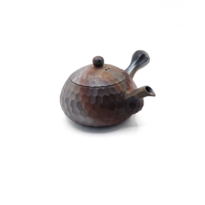 Banko-yaki Kyusu Teapot - Mori Iroku IV  - Yohen Finish, Diamond-Cut - 320ml