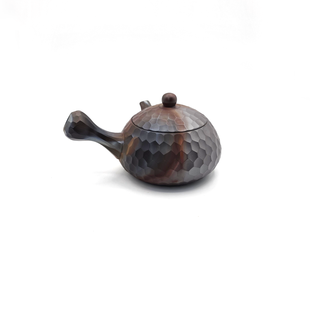 Banko-yaki Kyusu Teapot - Mori Iroku IV  - Yohen Finish, Diamond-Cut - 320ml