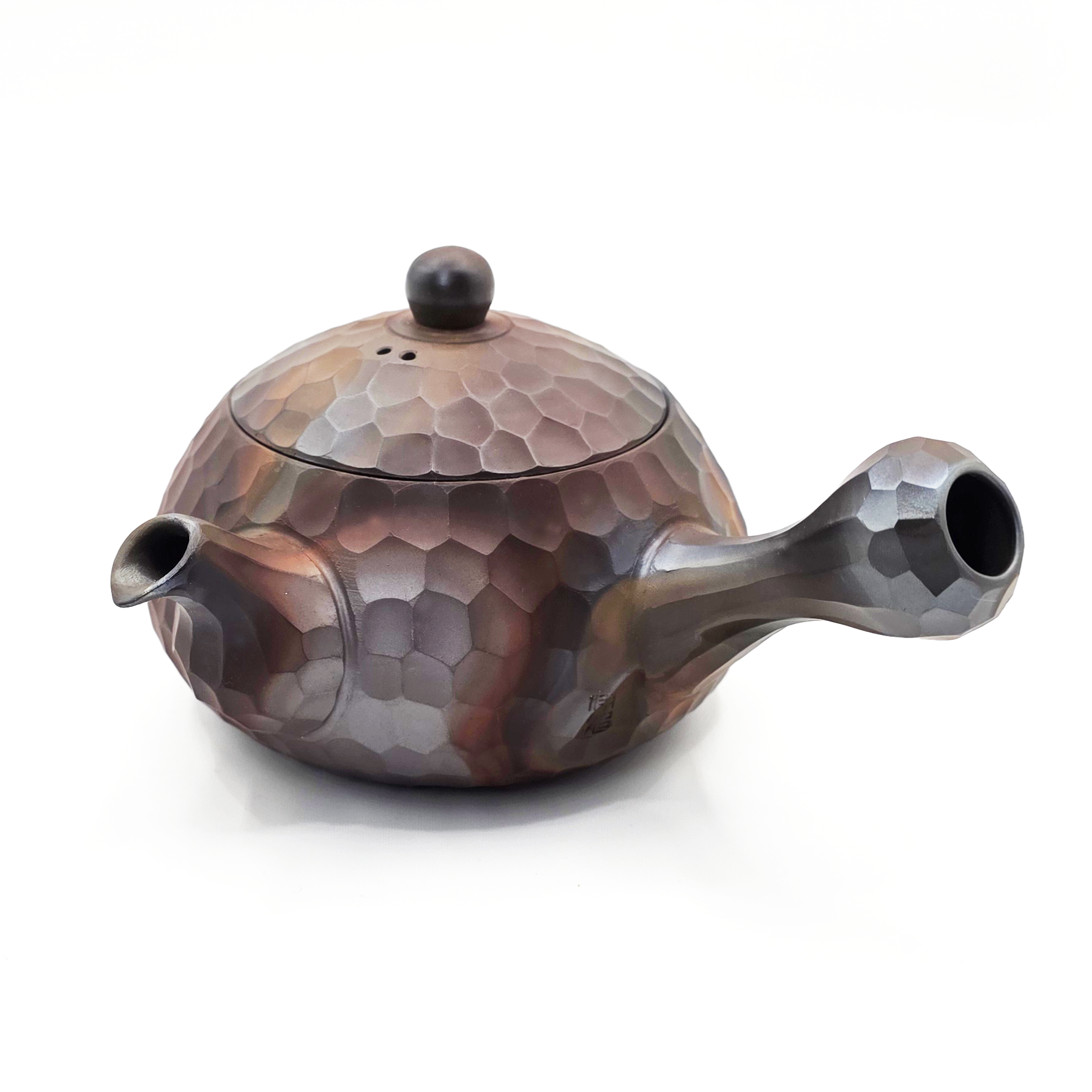 Banko-yaki Kyusu Teapot - Mori Iroku IV  - Yohen Finish, Diamond-Cut - 320ml