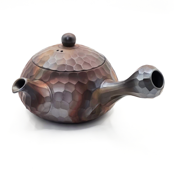 Banko-yaki Kyusu Teapot - Mori Iroku IV  - Yohen Finish, Diamond-Cut - 320ml