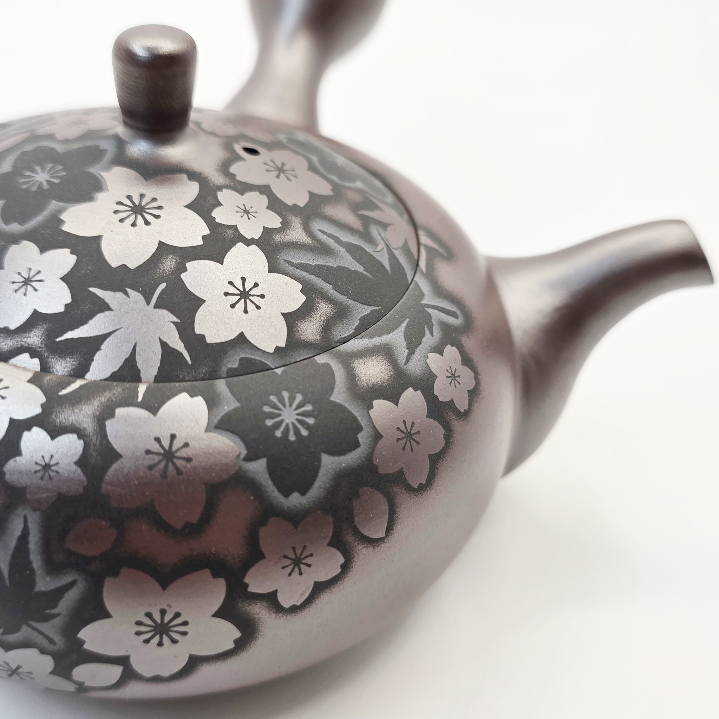 Banko-Yaki Kyusu Teapot - Suigetsu III - Moonlit Sakura and Maple - 350ml