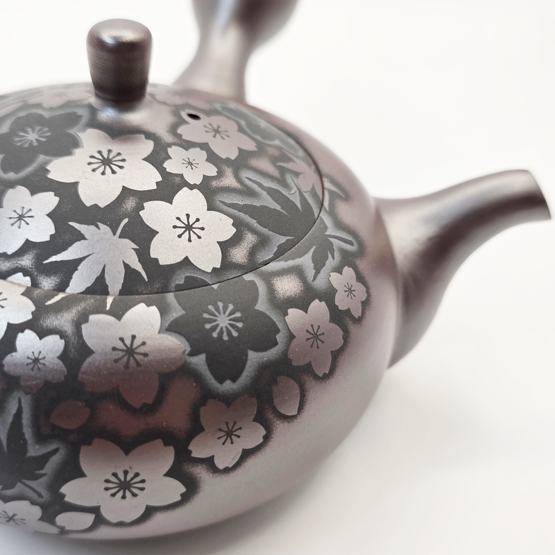 Banko-Yaki Kyusu Teapot - Suigetsu III - Moonlit Sakura and Maple - 350ml