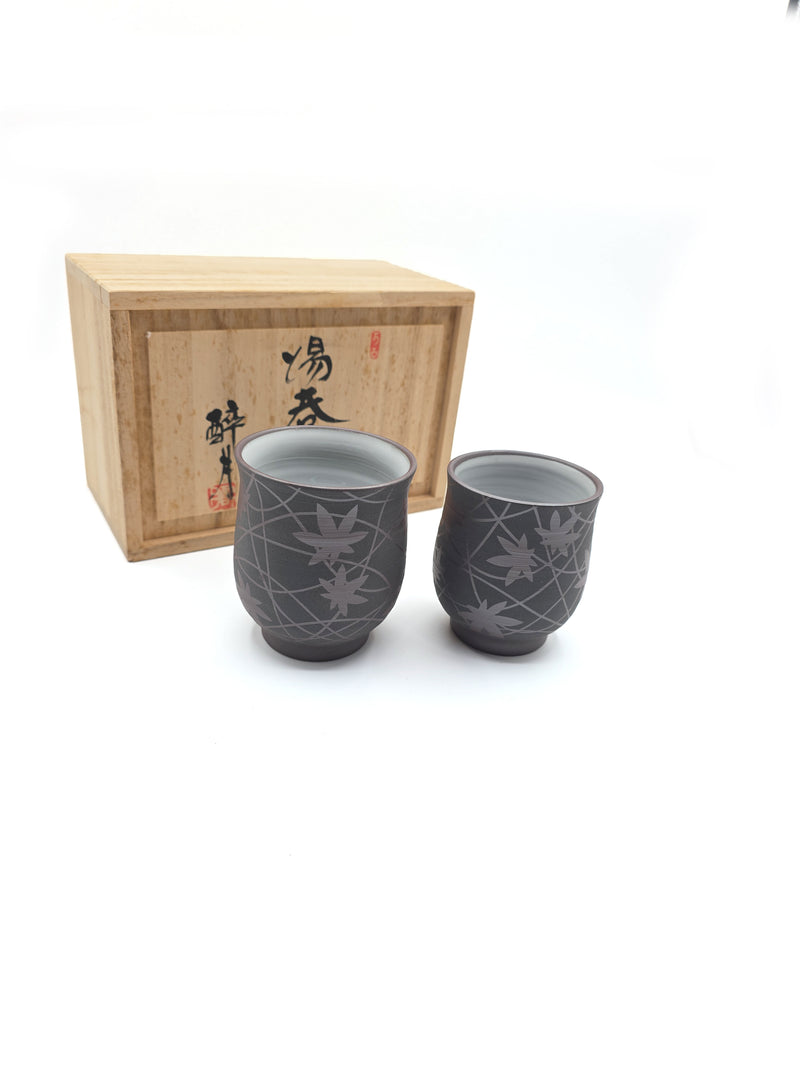 Japanese Teacup Yunomi Pair - Shimizu Suigetsu III - 250ml / 210ml