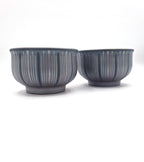 Banko-Yaki Yunomi Teacup Pair - Shimizu Suigetsu III - Sandblasted Stripe - 120ml