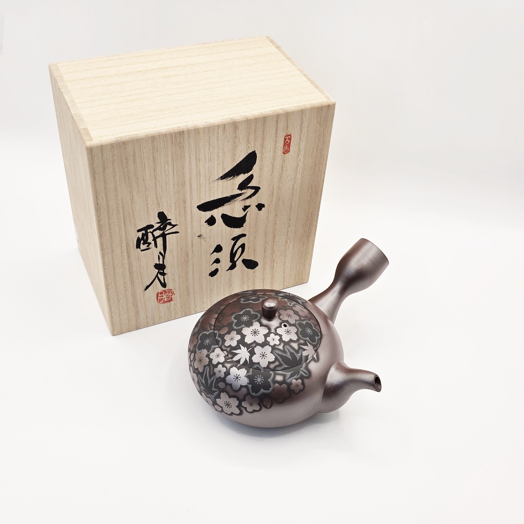Banko-Yaki Kyusu Teapot - Suigetsu III - Moonlit Sakura and Maple - 350ml