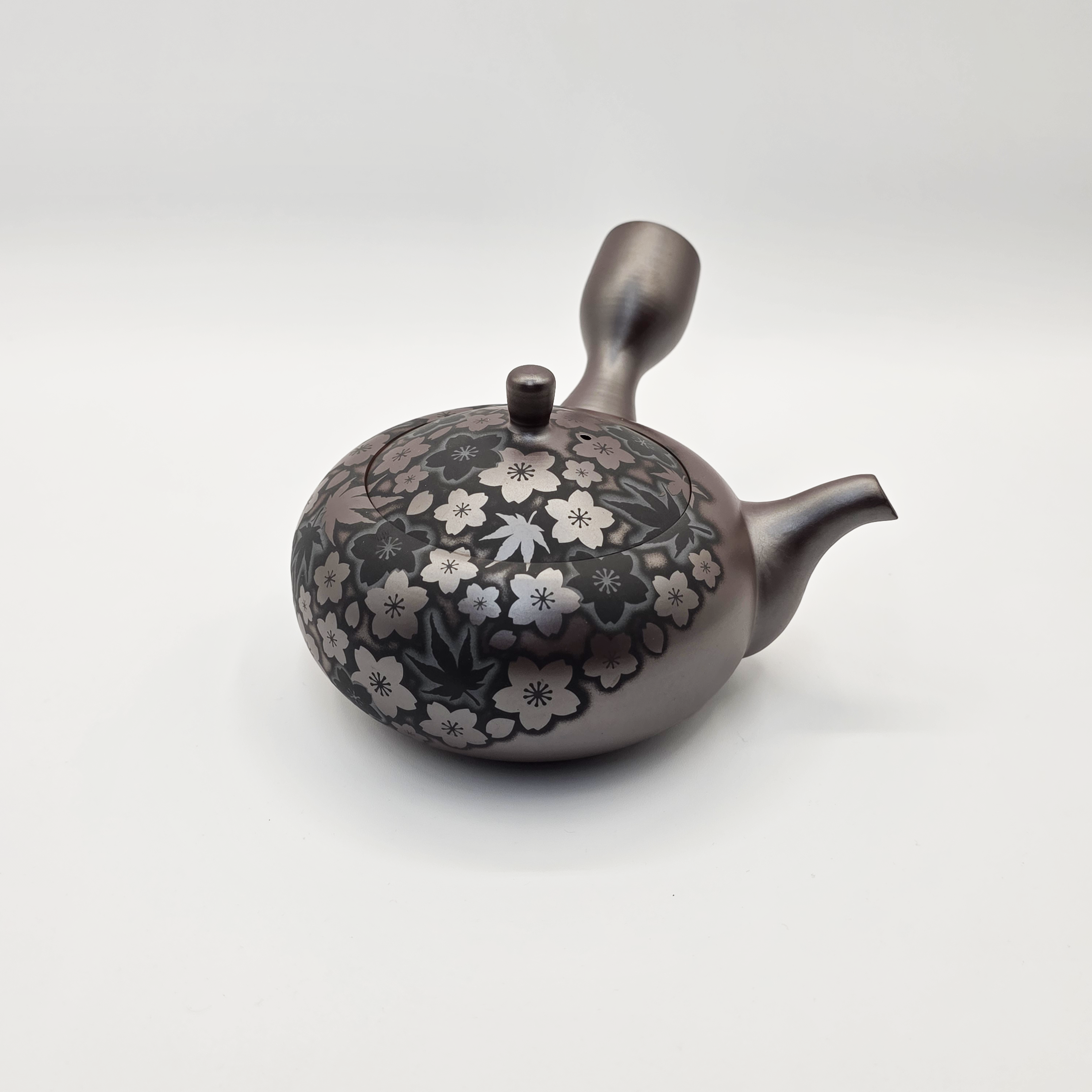 Banko-Yaki Kyusu Teapot - Suigetsu III - Moonlit Sakura and Maple - 350ml