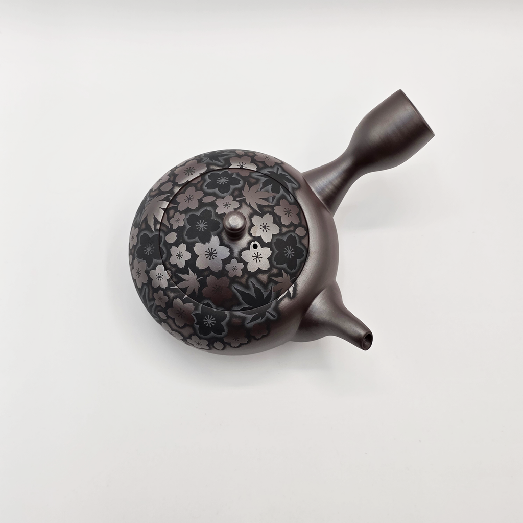 Banko-Yaki Kyusu Teapot - Suigetsu III - Moonlit Sakura and Maple - 350ml