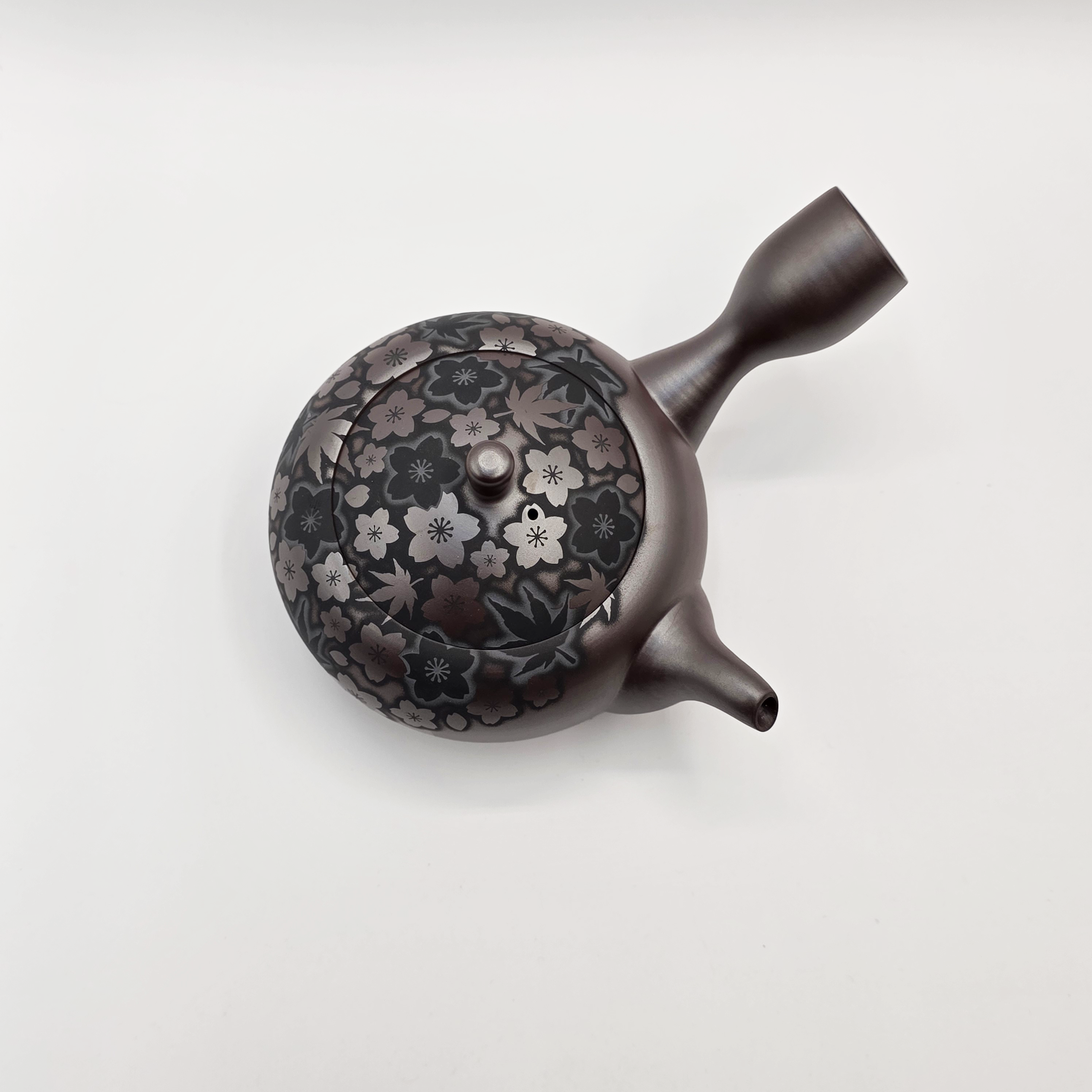 Banko-Yaki Kyusu Teapot - Suigetsu III - Moonlit Sakura and Maple - 350ml