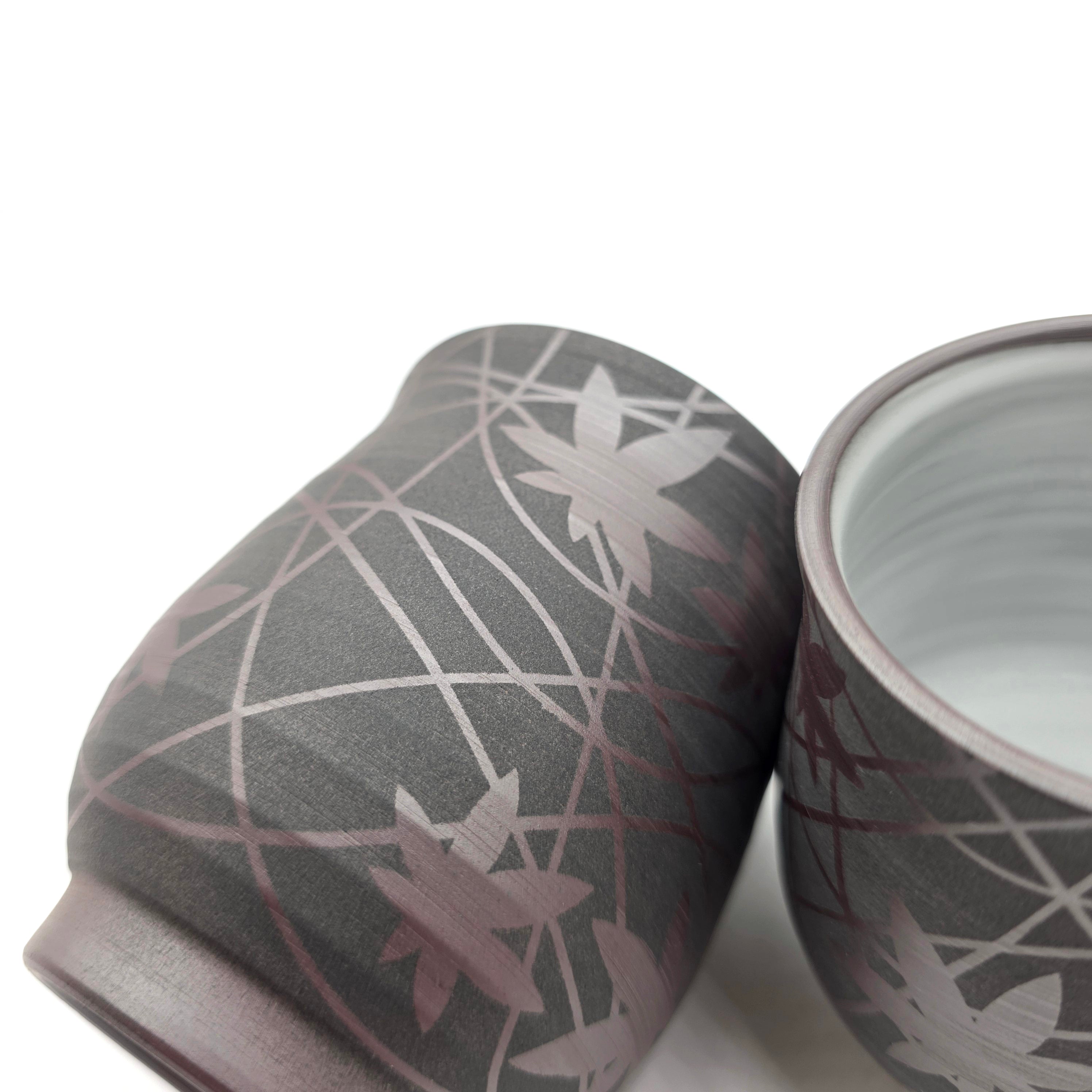 Japanese Teacup Yunomi Pair - Shimizu Suigetsu III - 250ml / 210ml