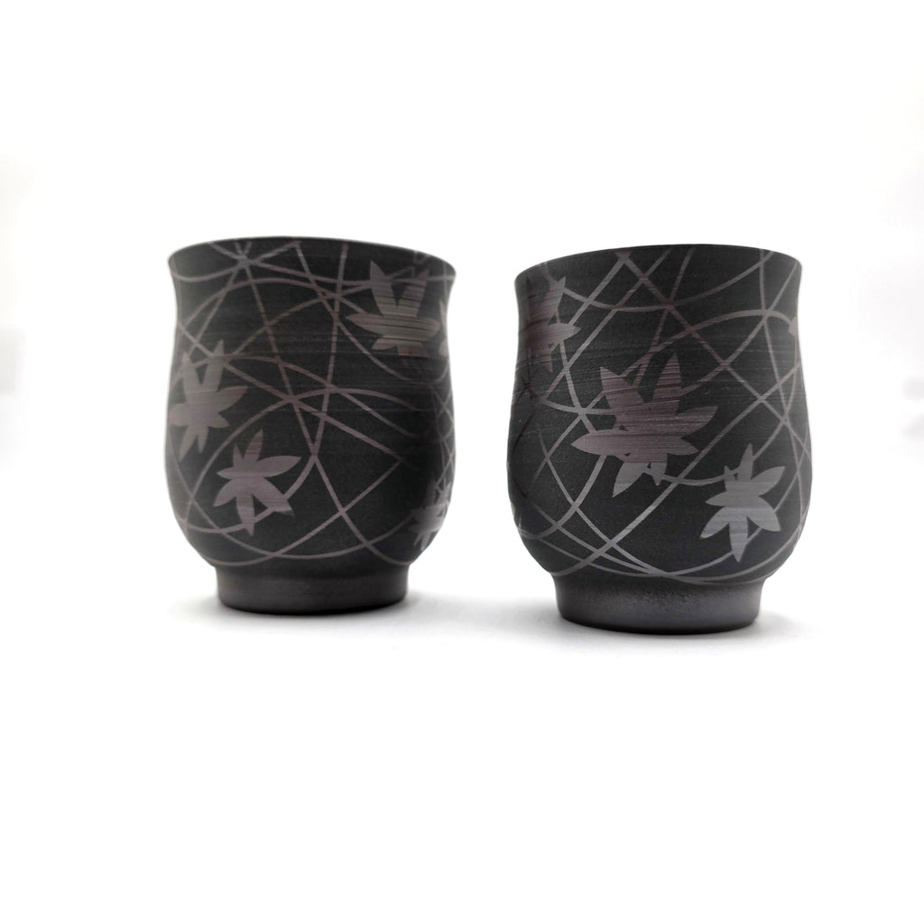 Japanese Teacup Yunomi Pair - Shimizu Suigetsu III - 250ml / 210ml