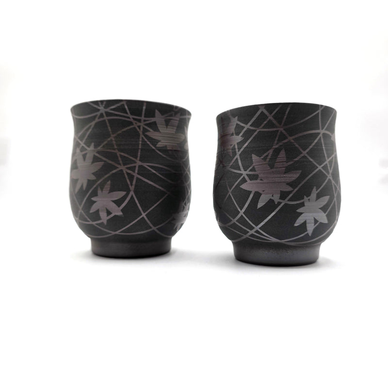 Japanese Teacup Yunomi Pair - Shimizu Suigetsu III - 250ml / 210ml
