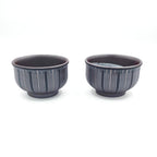 Banko-Yaki Yunomi Teacup Pair - Shimizu Suigetsu III - Sandblasted Stripe - 120ml