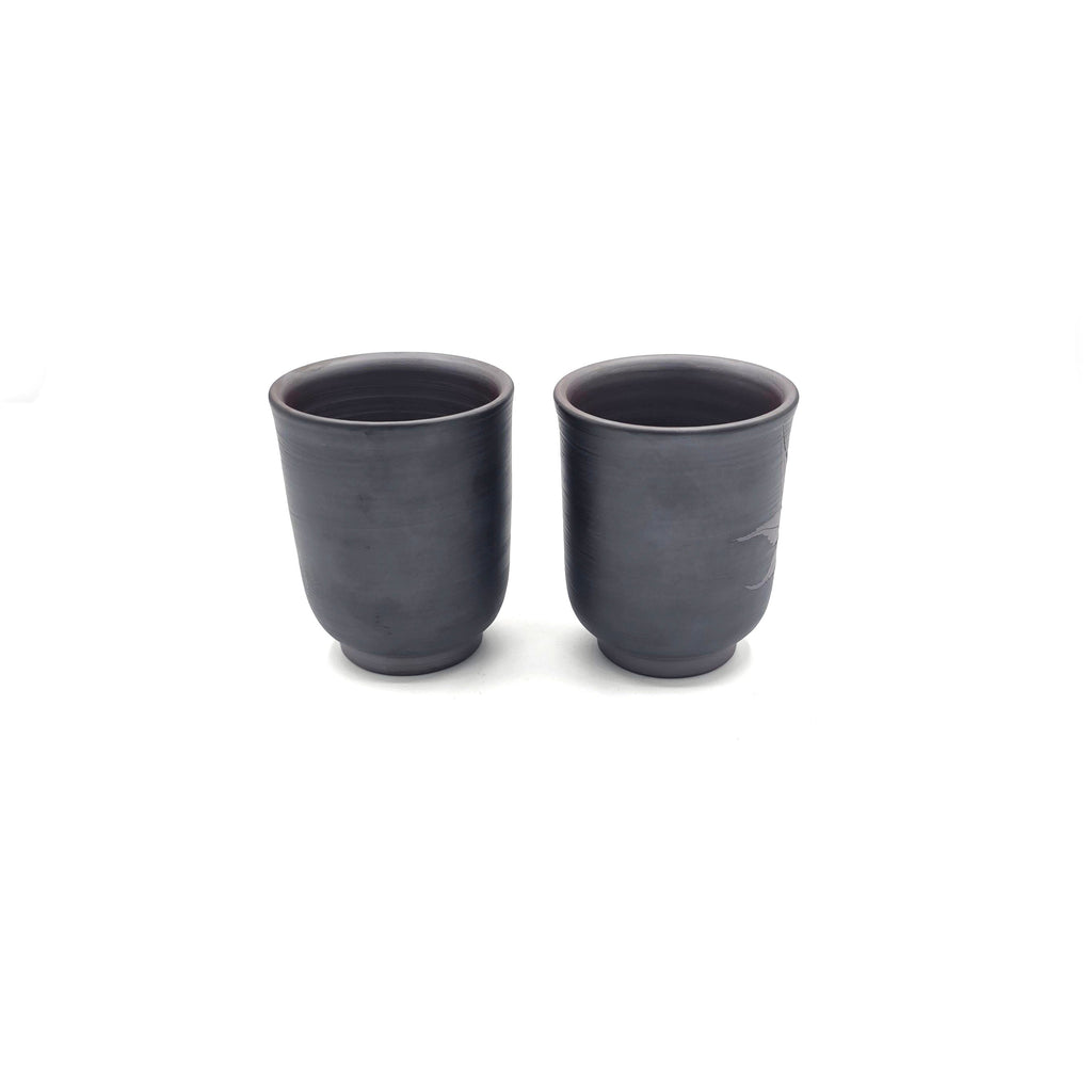 Japanese Teacup Set of 2 Maple Leaf Yunomi Tea Cups Banko-yaki - 240ml