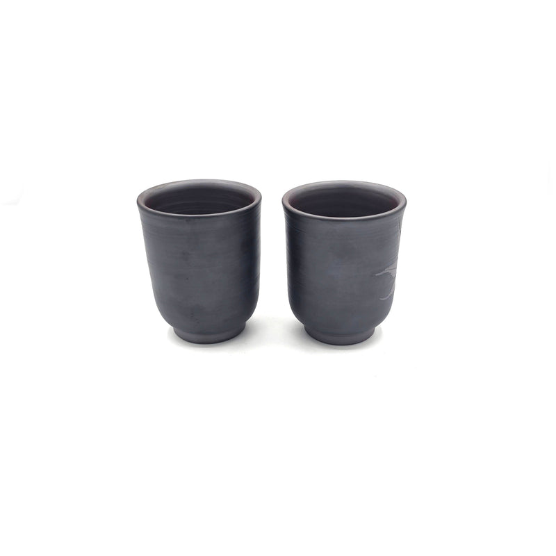 Japanese Teacup Set of 2 Maple Leaf Yunomi Tea Cups Banko-yaki - 240ml