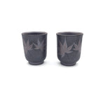 Japanese Teacup Set of 2 Maple Leaf Yunomi Tea Cups Banko-yaki - 240ml