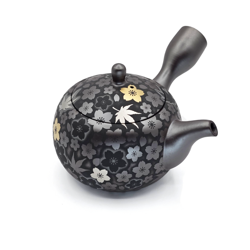 Banko-yaki Teapot - Suigetsu III - Sakura and Maple with Real Gold Accents -350ml